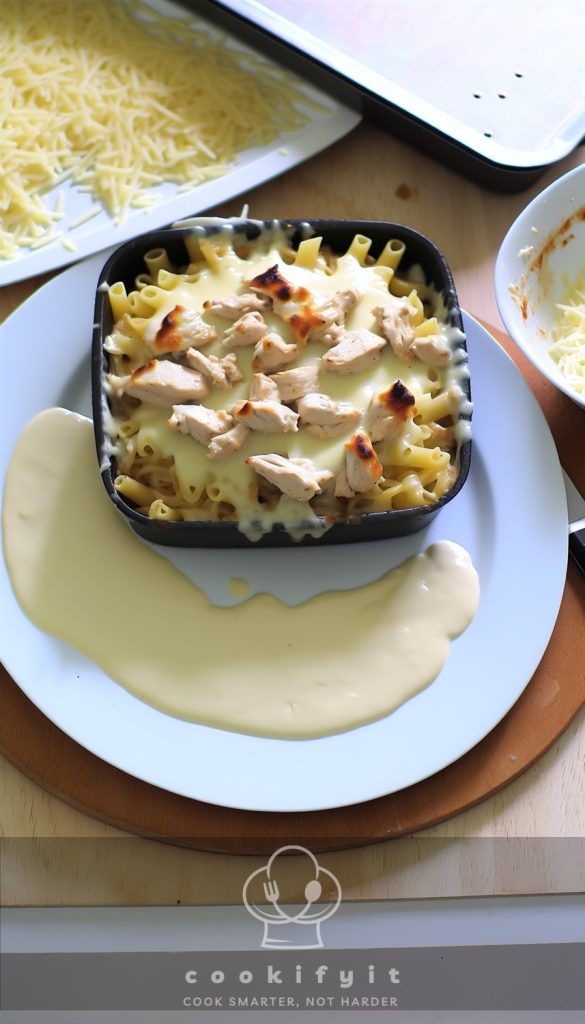 Cheesy Chicken Alfredo Pasta Bake Recipe | How to make Cheesy Chicken Alfredo Pasta Bake